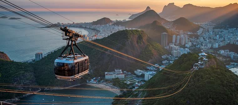 Bondinho do Pão de Açúcar sobre a enseada de Botafogo