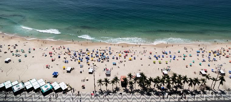 Vista aérea da praia de Copacabana